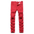 Streetwear Men's Ripped Jeans Elasticity Mid Waist Jeans Straight Pants